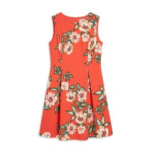 Jessica Howard Floral Sleeveless Tank Dress Pink White Flower Fit Flare Red 10